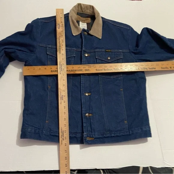 Vintage wrangler denim corduroy collar barn chore jacket coat blanket lined 40 - Picture 4 of 9